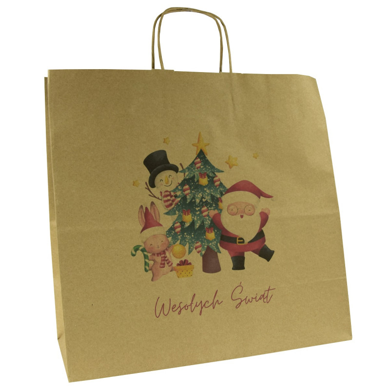 Torba papierowa z nadrukiem Ekipa Mikołaja BR 40x18x39/ święta Boże Narodzenie Mikołaj