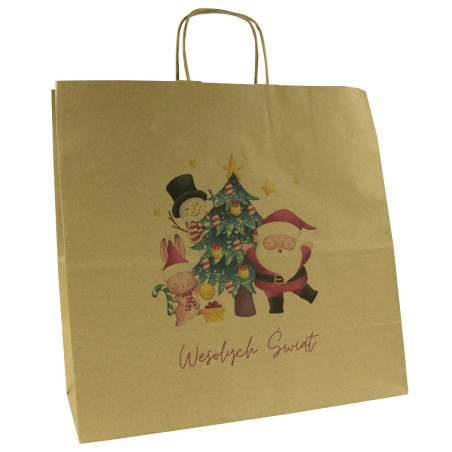 Torba papierowa z nadrukiem Ekipa Mikołaja BR 40x18x39/ święta Boże Narodzenie Mikołaj
