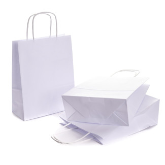 Torby papierowe EKO BIAŁE 18x8x22cm / 1 szt / TORBA mała na zakupy TOREBKI do sklepu