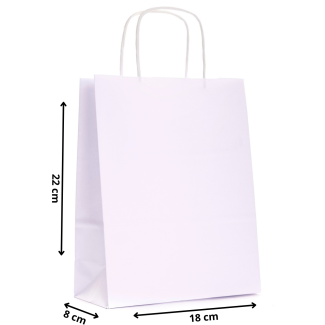 Torby papierowe EKO BIAŁE 18x8x22cm / 1 szt / TORBA mała na zakupy TOREBKI do sklepu