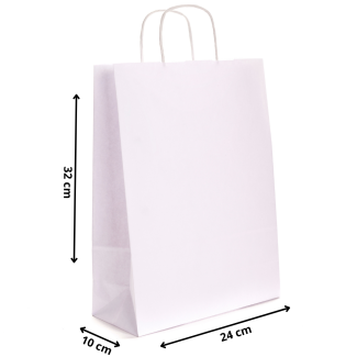 Torby papierowe EKO BIAŁE 24x10x32 cm / 25 szt / TORBA a4 na zakupy TOREBKI do sklepu