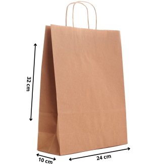 Torby papierowe EKO BRĄZOWA 24x10x32 cm /  250 szt / TORBA a4 na zakupy TOREBKI do sklepu