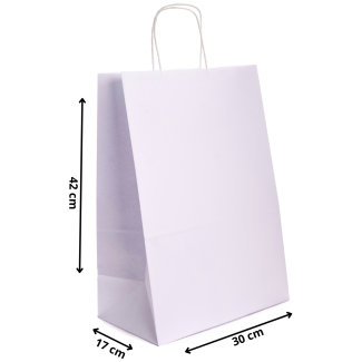 Torby papierowe eko BIAŁE 30x17x42 cm / 50 szt / TORBA a3 na zakupy TOREBKI do sklepu