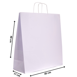 Torby papierowe eko BIAŁA 45x17x48 cm / 1 szt / TORBA duża na zakupy pojemne TOREBKI do sklepu