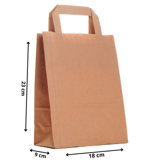 Torby papierowe eko BRĄZOWE 18x9x23cm / 50 szt / TORBA a5 mała na zakupy TOREBKI do sklepu