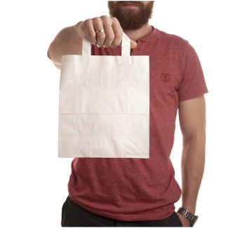 Torby papierowe eko BIAŁE 22x11x25 cm / 1 szt / TORBA a5 mała na zakupy TOREBKI do sklepu