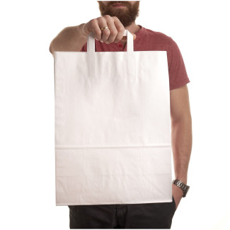 Torby papierowe EKO BIAŁE 32x16x43cm / 25 szt / TORBA DUŻA na zakupy TOREBKI do sklepu pojemne