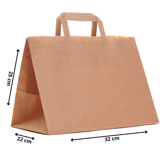 Torby papierowe eko BRĄZOWE 32x22x25cm / 25 szt / TORBA KATERINGOWA torebki na wynos LUNCH BOX