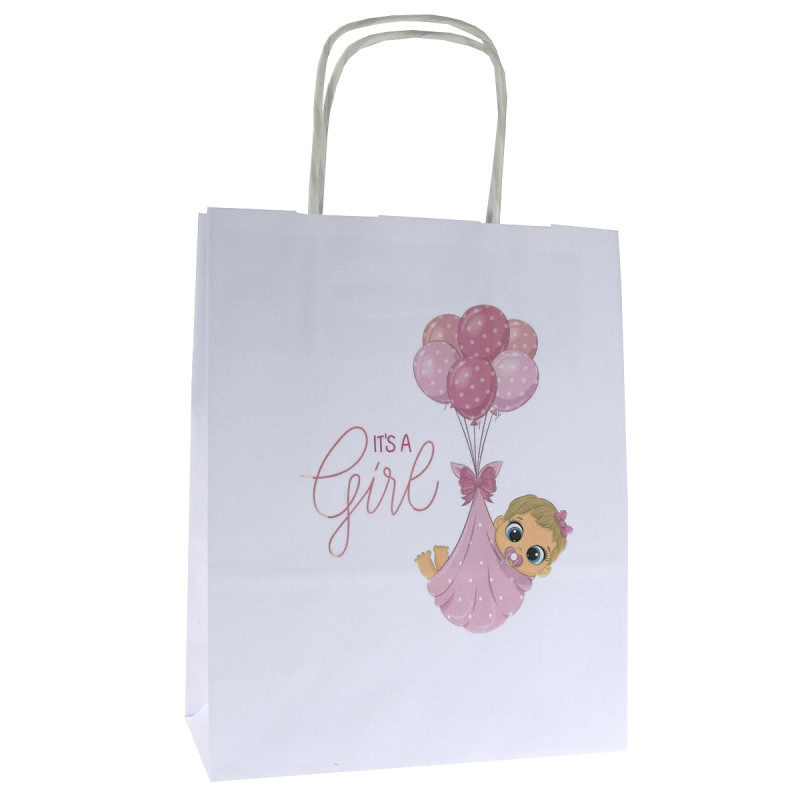 Torba papierowa z nadrukiem GIRL A5 na baby shower