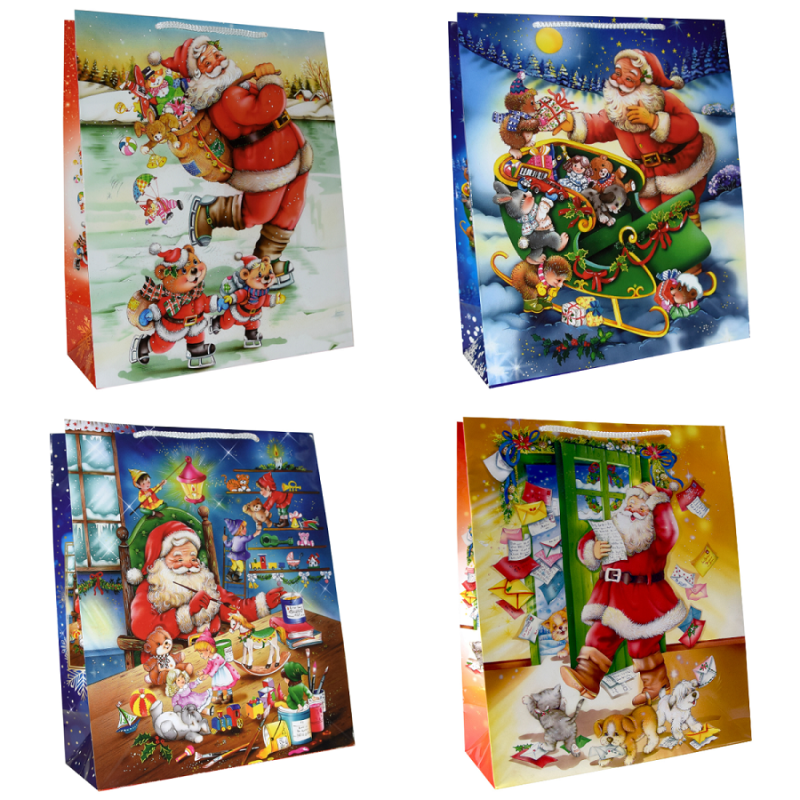 Torby ozdobne święta XL Claus 30x13x36cm  torby na Boże Narodzenie Mikołaja
