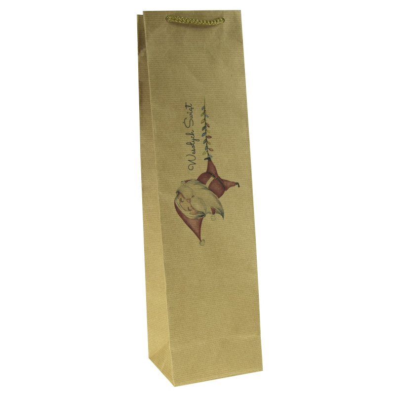 Torba papierowa z nadrukiem 11x9x40 Mikołaj lampki / święta Boże Narodzenie Mikołaj