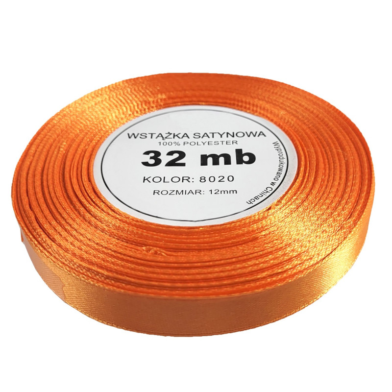 wstążka satynowa WS 8020 pomarańcz 12mm rolka 32mb 1 szt