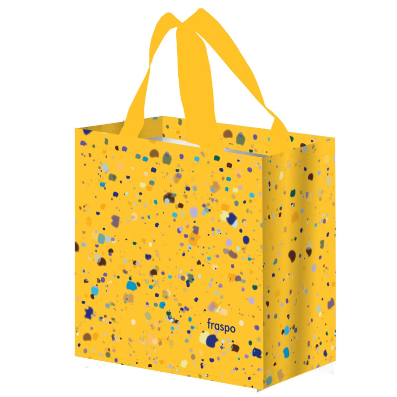 Torba mini PLAMKI żółte 26x15x27cm torebka na zakupy materiałowa mocna