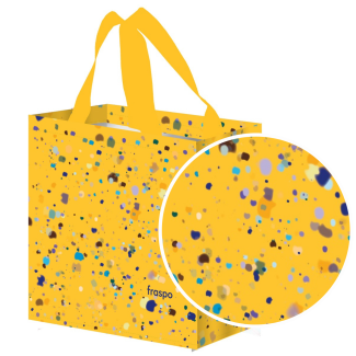 Torba mini PLAMKI żółte 26x15x27cm torebka na zakupy materiałowa mocna