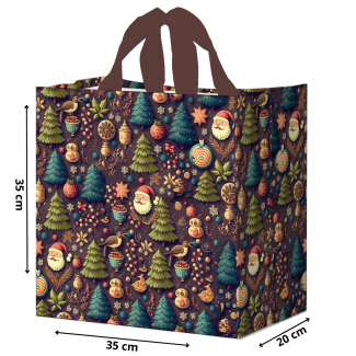 Torba PIERNIKOWY LAS 35x20x35cm torebka na zakupy materiałowa mocna na Mikołaja prezenty