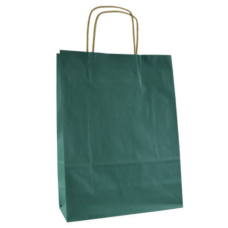 Torby papierowe ciemno zielone 24x10x32 cm / 1 szt / TORBA a4 na zakupy TOREBKI do sklepu