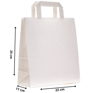 Torby papierowe eko BIAŁE 22x11x25 cm / 25 szt / TORBA a5 mała na zakupy TOREBKI do sklepu