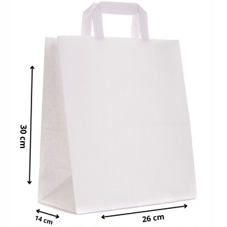 Torby papierowe EKO BIAŁE 26x14x30cm / 50 szt / TORBA a4 szerokie dno na zakupy TOREBKI do sklepu