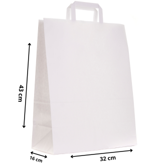 Torby papierowe EKO BIAŁE 32x16x43cm / 25 szt / TORBA DUŻA na zakupy TOREBKI do sklepu pojemne