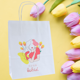 Torba papierowa z nadrukiem A5 dzień kobiet tulipany