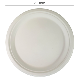 Talerz biały 10" z trzciny cukrowej 26*2cm / pakiet 10 szt