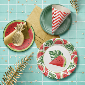 Talerze papierowe okrągłe 18 cm Tasty Watermelons /zestaw 8 szt