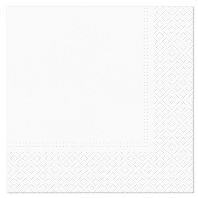 SERWETKI papierowe Unicolor Białe z BIBUŁY 3 warstwowe 33x33cm pakiet 20szt