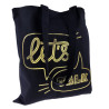 Torba bawełniana czarna 220g z nadrukiem LET'S TALK
