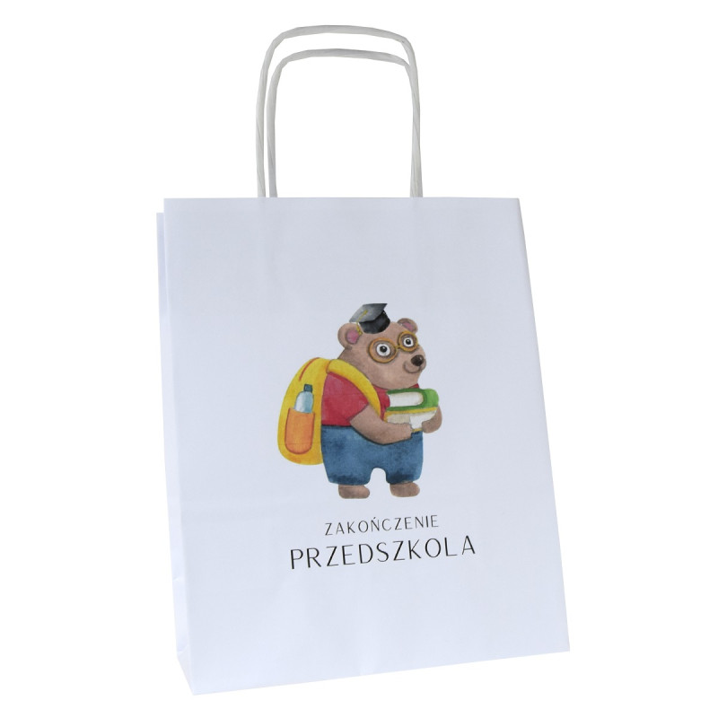 Torba papierowa z nadrukiem na zakończenie przedszkola MISIEK