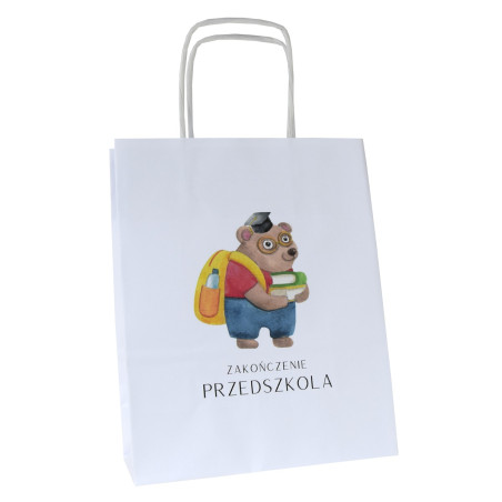 Torba papierowa z nadrukiem na zakończenie przedszkola MISIEK