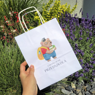 Torba papierowa z nadrukiem na zakończenie przedszkola MISIEK