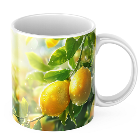 Kubek z nadrukiem ceramiczny CYTRYNKI 2 na gałązce