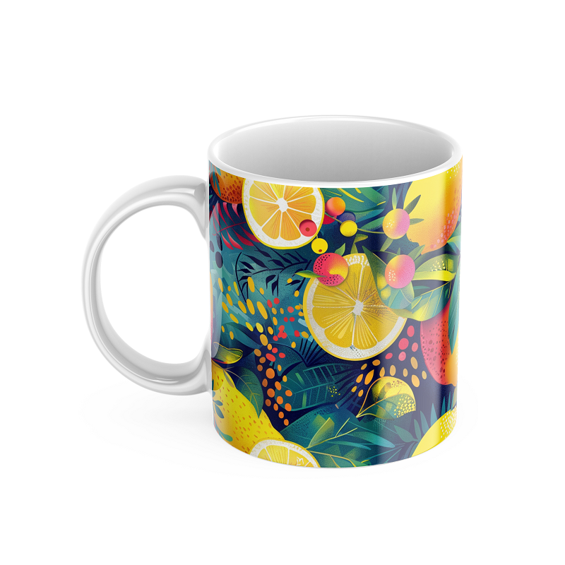 Kubek z nadrukiem ceramiczny CYTRYNKI w dżungli