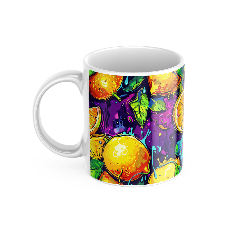 Kubek z nadrukiem ceramiczny CYTRYNKI wyższy WYMIAR