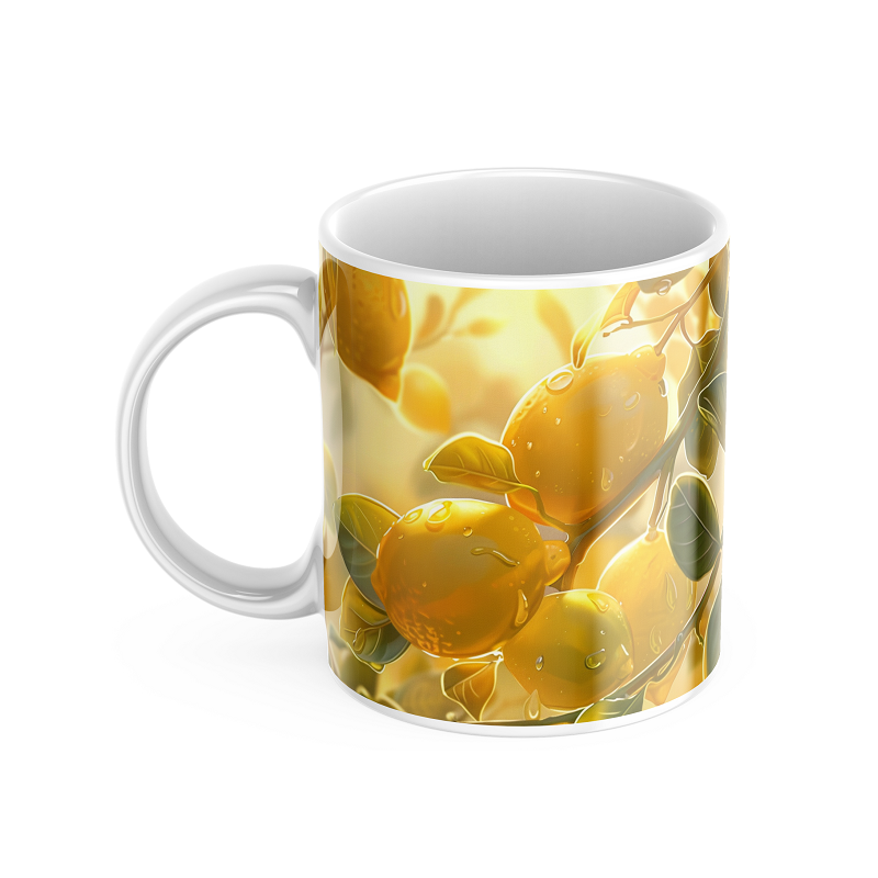 Kubek z nadrukiem ceramiczny CYTRYNKI złocisty BLASK