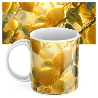 Kubek z nadrukiem ceramiczny CYTRYNKI złocisty BLASK