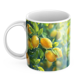 Kubek z nadrukiem ceramiczny CYTRYNKI EKIPA na gałązce
