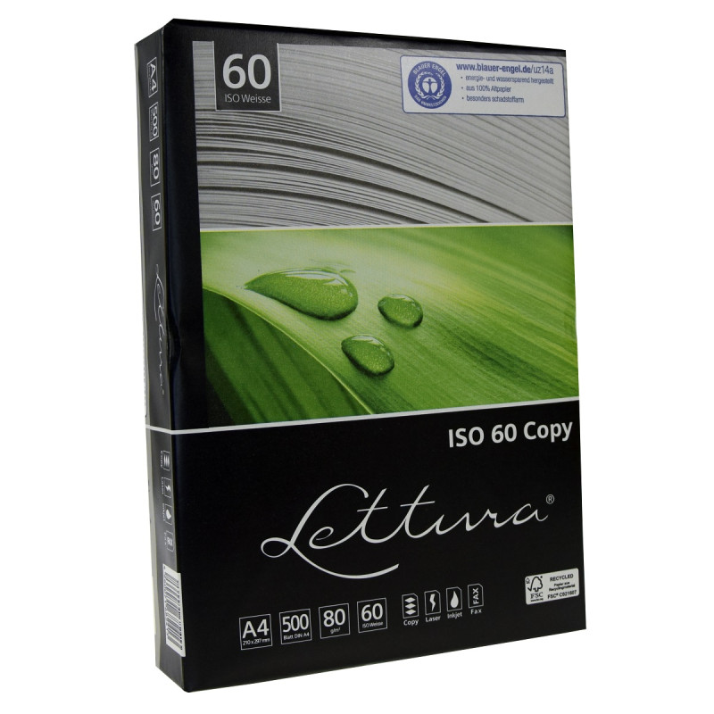 Papier ksero A4 Niebielony Ekologiczny EKO LETTURA ISO 60, 1 ryza