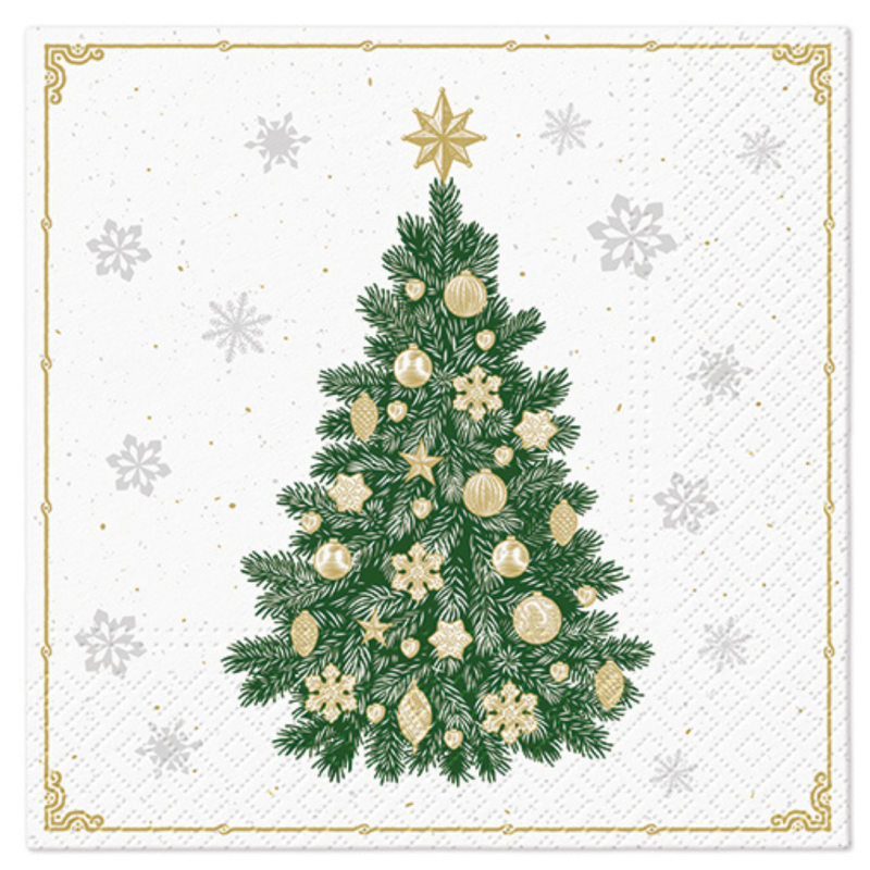 SERWETKI papierowe FROSTY TREE z BIBUŁY 3 warstwowe 33x33cm pakiet 20szt na Boże Narodzenie Święta