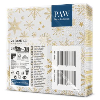 SERWETKI papierowe Shiny Snowflakes z BIBUŁY 3 warstwowe 33x33cm pakiet 20szt na Boże Narodzenie Święta