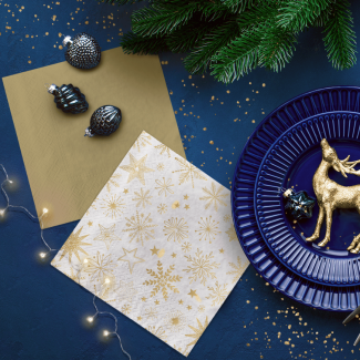 SERWETKI papierowe Shiny Snowflakes z BIBUŁY 3 warstwowe 33x33cm pakiet 20szt na Boże Narodzenie Święta