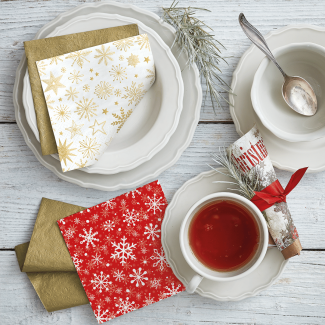 SERWETKI papierowe Shiny Snowflakes z BIBUŁY 3 warstwowe 33x33cm pakiet 20szt na Boże Narodzenie Święta
