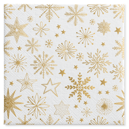 SERWETKI papierowe Shiny Snowflakes z BIBUŁY 3 warstwowe 33x33cm pakiet 20szt na Boże Narodzenie Święta
