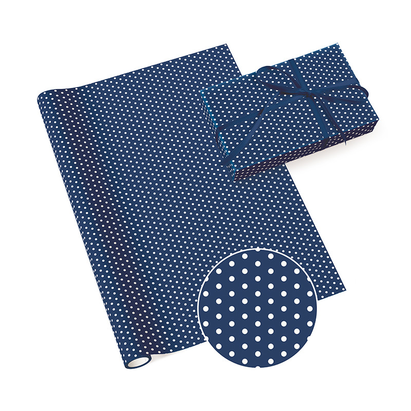 papier prezentowy KROPKI granat x1 szt / papier ozdobny do pakowania prezentów