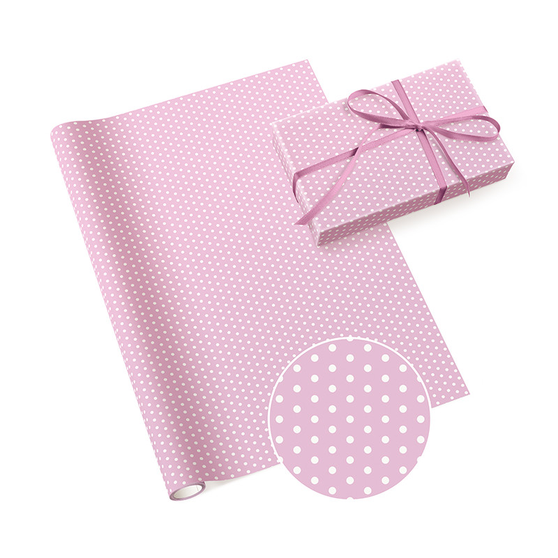 papier prezentowy KROPKI róż x1 szt / papier ozdobny do pakowania prezentów