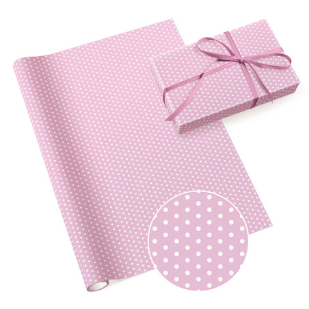 papier prezentowy KROPKI róż x1 szt / papier ozdobny do pakowania prezentów