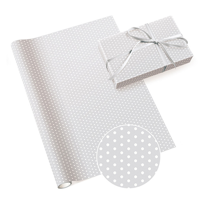 papier prezentowy KROPKI srebrne x1 szt / papier ozdobny do pakowania prezentów