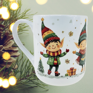 Kubek ceramiczny 330 ml świąteczny ELFY na prezent