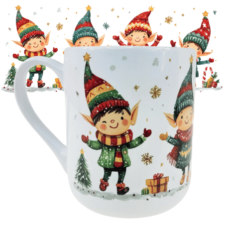 Kubek ceramiczny 330 ml świąteczny ELFY na prezent